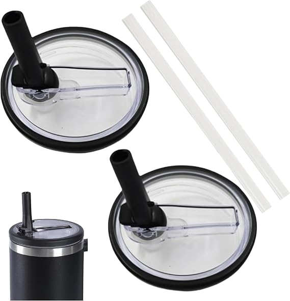 2 PCS Tumbler Flip Straw Lid Replacement Fit for Stanley Cup 40 OZ, Spill Proof Splash Resistant Cup Lid fits for Stanley Quencher Tumbler, Proof Tumbler Covers for Stanley Cup Accessories (black)
