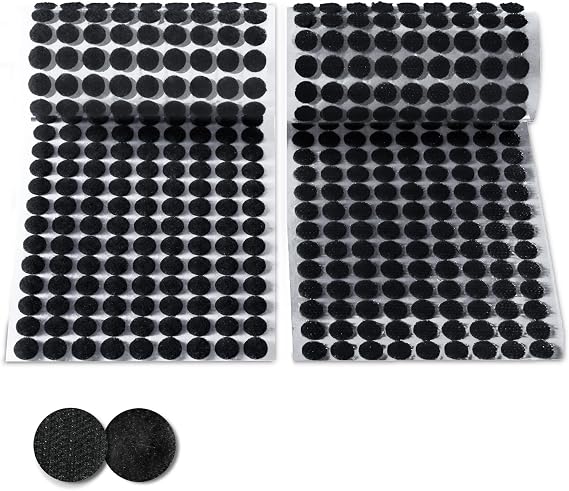 DoGeek 600 PCS Black Double Sided Hook and Loop Self-Adhesive Dots, Waterproof Round Pads Suitable for DIY Crafts & Organization