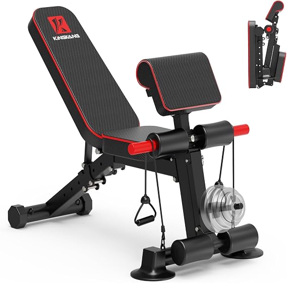 ADJUSTABLE WEIGHT BENCH - Free installation design for utility workout bench for exercise, portable fitness strength training equipment at home gym