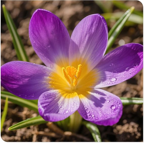 Crocus Bulbs/Saffron Crocus Bulbs -Potted/Plants/Rhizome/Ornamental/Resistant/Bedding/Gorgeous-6 Bulbs-D