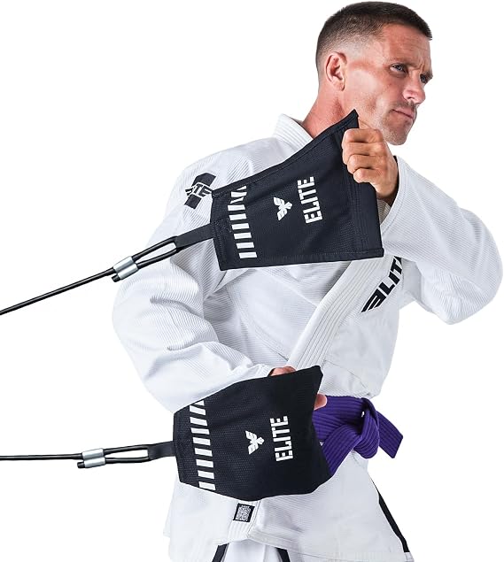 Elite Sports Jiu Jitsu Grip Trainer Simulate Gi - Resistance Band Grip Strength Trainer for BJJ MMA Judo & Grappling Training