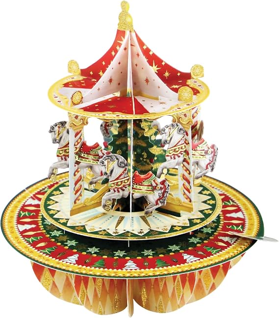 SANTORO Pirouette - 3D Pop Up Christmas Card - For Kids, For Adults (Carousel)