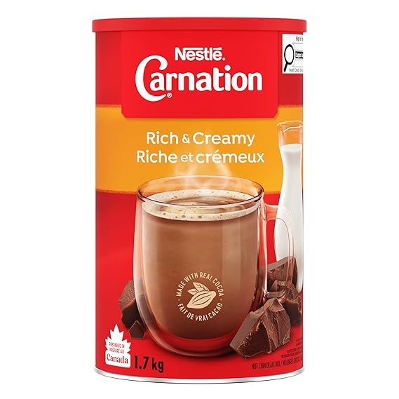 CARNATION Nestle Rich and Creamy Hot Chocolate, 1.7kg/3.7lbs, Canister, Imported from Canada)