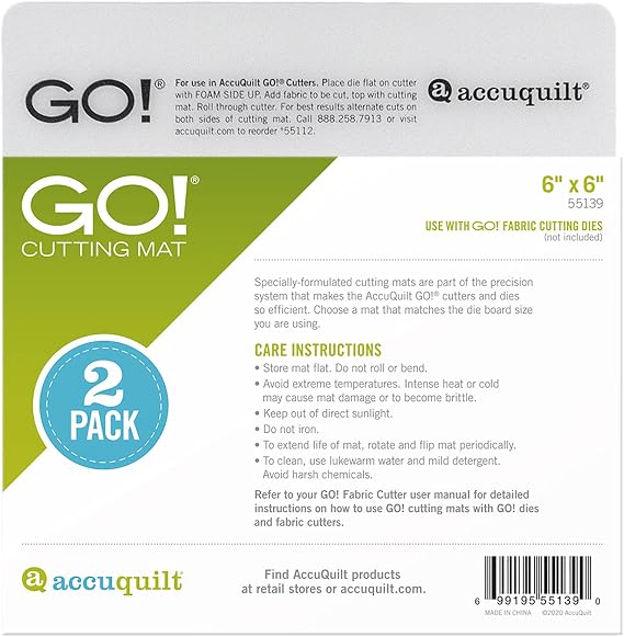 Accuquilt GO! Cutting Mat 6" x 6" 2 Pack