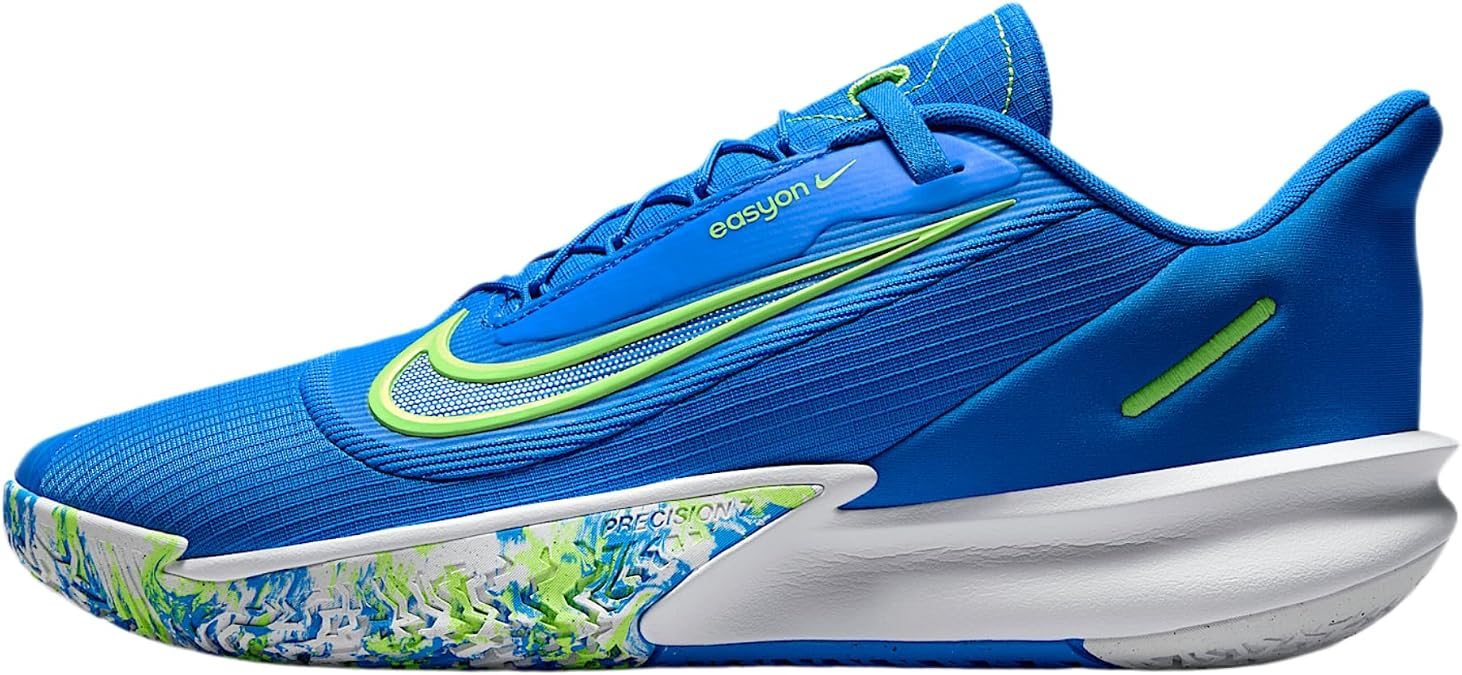 Nike Precision 7 EasyOn Men's Basketball Shoes (FN0324-400, Photo Blue/Volt/White) Size 5