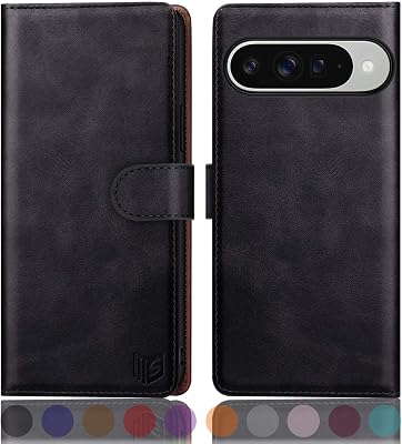 SUANPOT Compatible with Google Pixel 1010 Pro 6.3 Wallet case with RFID Blocking Credit Card Holder,Flip Book PU Leather Protective Cover Women Men for Pixel 10 Phone case Black