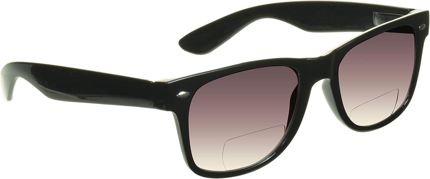 proSPORT Classic Horn Rim Retro 80s Tinted Bifocal Sunreaders UV400 Protection Unisex 100 to 400 with Microfiber Pouch