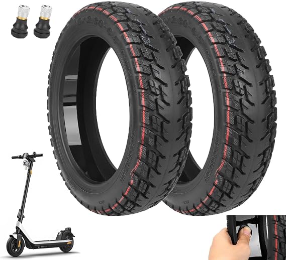 10x2.30-6.5 Tire 10 Inch Tubeless Tire for NIU KQi2 Pro Electric Scooter Accessories Front/Rear Spare Tire, Non-slip, Durable, Explosion Proof (Type 2, 2pcs)