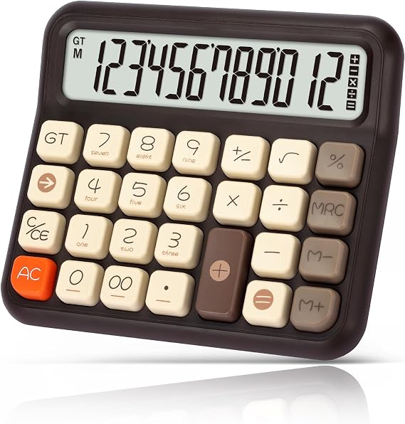 Pendancy Calculator, 12 Digit, Retro, Cute, Basic Calculator with Extra Large LCD Display and Button for Office/School/Home