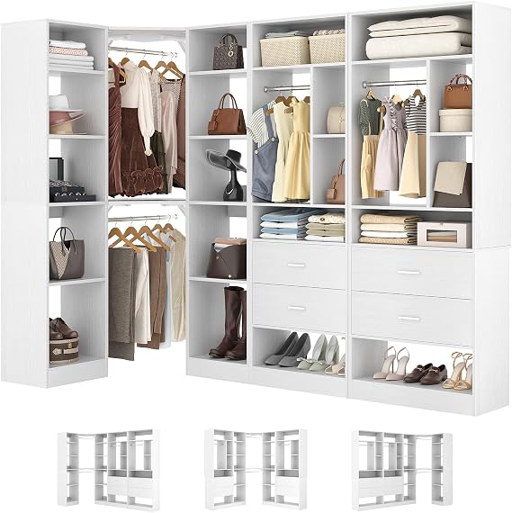 Besiost Corner Closet System with 3 Sets, 87.2" Closet Organizer System
