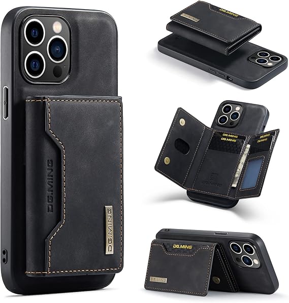 Compatible with iPhone 15 Pro Max(6.7''), 2 in 1 Detachable Back Cover& Leather Wallet Phone Cases ,Wallet Case with Card Holder,Leather Pocket Phone Cases (Black)