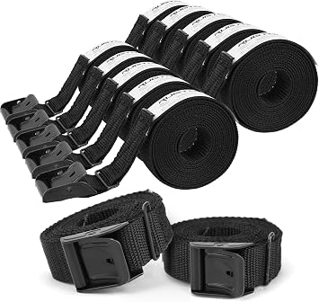 Rugtol Lashing Strap, 1 Inch x 12 Feet Cinch Straps with Adjustable Buckles, 550lb Heavy Duty Secure Straps Easy Pull Tight or Release Black Cargo Tie Down Straps for Kayak Motorcycle Luggage, 12 Pack