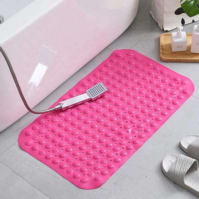 Non-Slip Shower Mats, Bathtub Mat Non Slip, Anti Slip Bath Mats with Suction Cups and Drain Holes, Bathtub Mat for Bathroom, Hotel Pet Shower,F-46  46cm