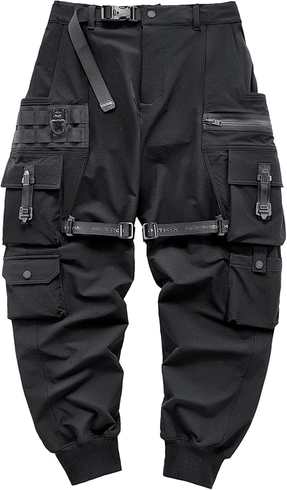 Niepce Inc Men's Japanese Streetwear Techwear Cargo Pants with Design | Cosplay, Everyday Wear, Gift for Boyfriend or Son