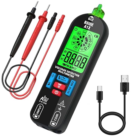 BSIDE Smart Digital Multimeter Tester Rechargeable Electrical Voltmeter Capacitance Diode Continuity Resistance Live Check AC DC Voltage Tester