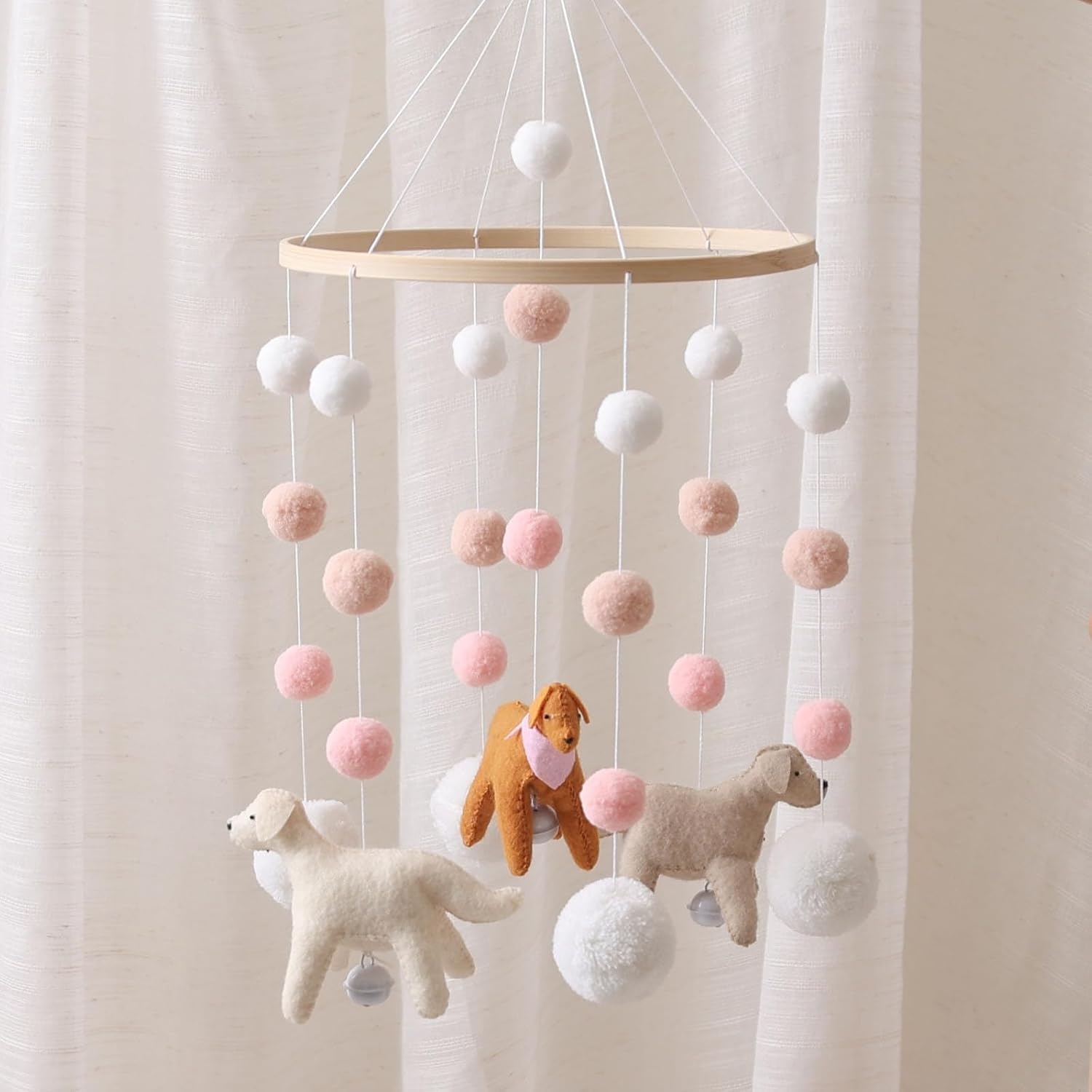 Baby Crib Mobile, Dog Mobile for Crib, Boho Nursery Decor, Baby Bedroom Hanging Decoration