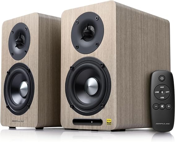 Edifier Airpulse A60 Desktop Hi-Res Bluetooth Bookshelf Speakers, Walnut