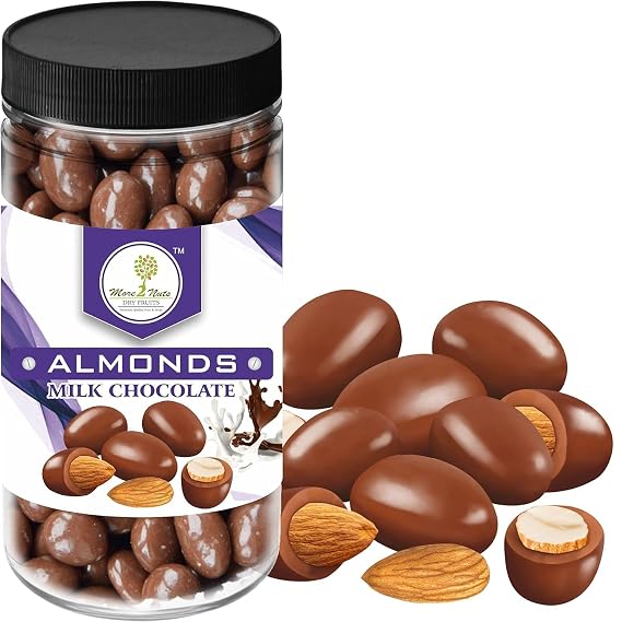 Milk Chocolate Covered Almonds, Chocolate Coated Nuts, 250g Jar Pack of 2