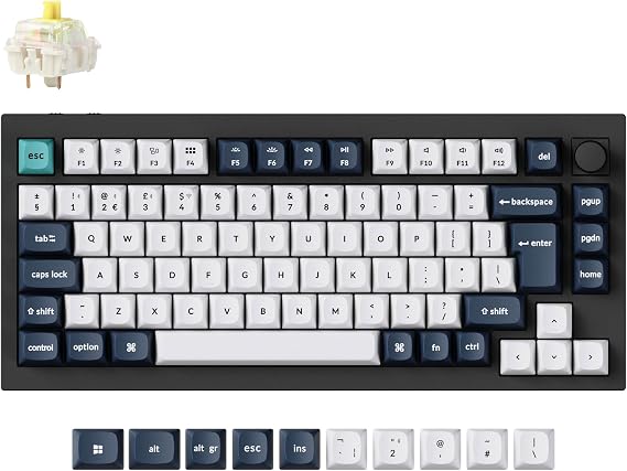 Keychron Q1 Max QMK/VIA Custom Mechanical Keyboard, Full Metal Programmable Knob 2.4 GHz/Bluetooth/Wired Keyboard with RGB Hot-Swappable Gateron Jupiter Banana Switch for Mac Win Linux - UK Layout