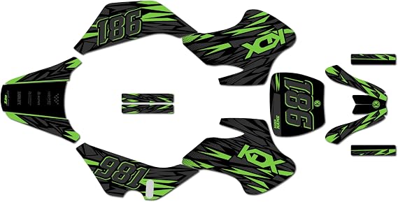 Graphics Kit for Kawasaki KDX 50 (All Years) Twitch Series Green 16 Mil - Dirt bike Custom Racing Graphics Decals Stickers Kit, no-plastics
