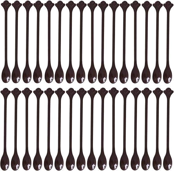 200 Pcs Coffee Cocktail Stirrer Stick Spoon Disposable Plastic Mini Stir Cup Drink Kitchen Dining Coffee Tea Spoon, Utensils Accessories Bar Restaurant, Brown