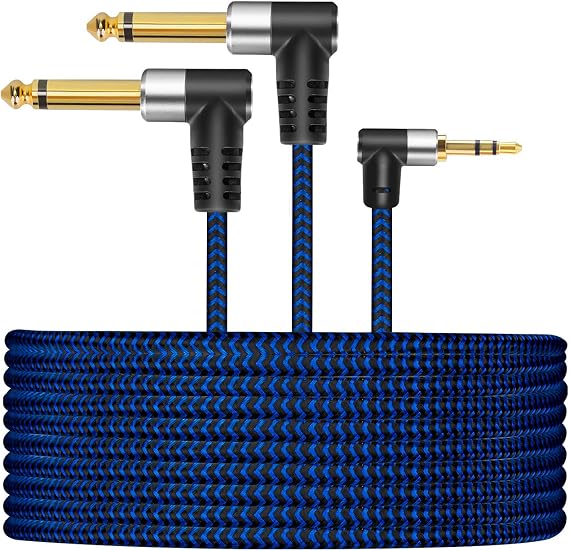 3.5mm 1/8" TRS to Dual 6.35mm 1/4" TS Mono Stereo Y-Cable Splitter Cord Cable 3ft, Compatible for Smartphone,iPod,Sound Card, CD Players, Multimedia Speaker,PA Audio and Home Stereo System
