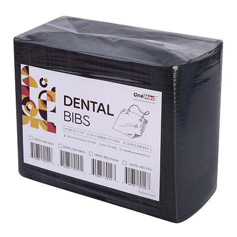 125 PCS 13"x18" Disposable Dental Bibs 3 Ply Waterproof Black Dental Tattoo Bibs Dentist Clinic Medical Tray Cover and Nail Table Cover