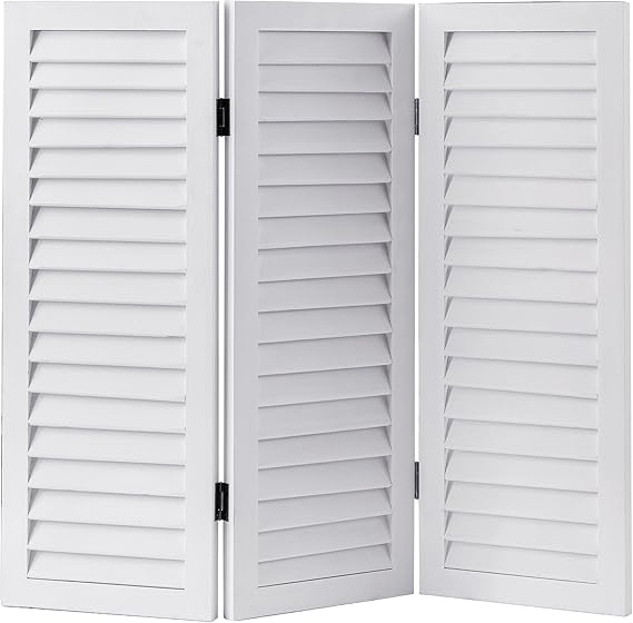 3 Panel Short Folding Room Divider White, 81 cm Tall Room Dividers Free Standing Woood, Foldable Wall for Home Bedroom Office