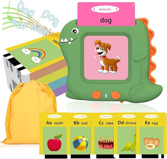 Toddler Toys Talking Flash Cards for 1-5 Years Old, 336 Sight Words Language Learning Toys, Autism Sensory Toys for Autistic Children, Montessori Toys, Educational Birthday Gifts for Toddlers (Green)
