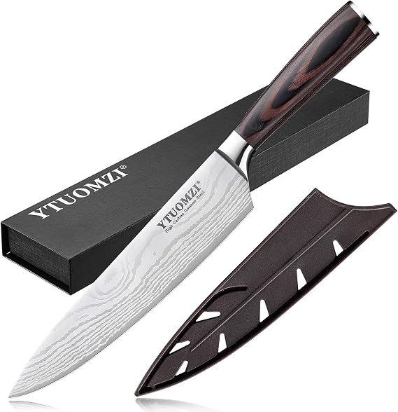 8" Chef's Knife, Professional 8-inch Chef Knife with Sheath, German High Carbon Stainless Steel Kitchen Knife for Home Cooks & Culinary Experts, Ergonomic Pakkawood Handle, Gift Box