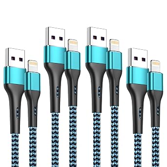 iPhone Charger 4Pack 10ft, [Apple MFi Certified] Lightning Cable 10 Foot Long iPhone Charger Cord Fast Charging Cable for iPhone 13 12 Pro Max Mini 11 Pro XS XR X 10 8 7 Plus 6s 6 SE 2020 iPad-Blue