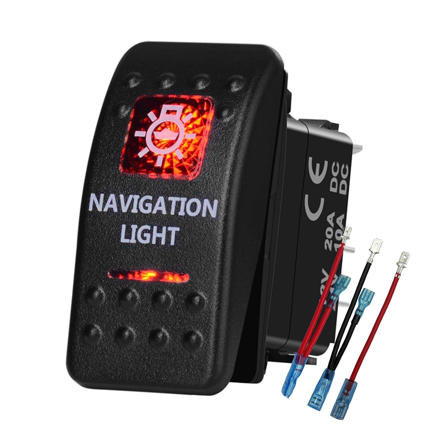 Red Led Navigation Light Rocker Switch 5 Pin OnOff Waterproof Toggle Switch for Car Boat Pontoon Yacht 20A12V 10A24V Switch IP68