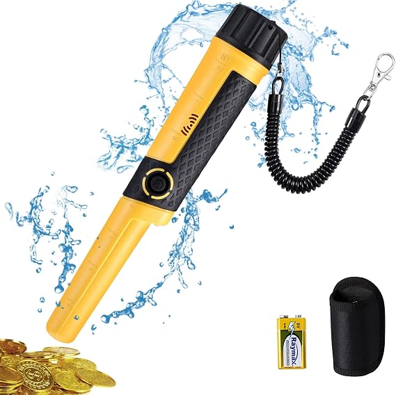 SAKOBS Pinpointer Metal Detector, IP68 Waterproof Handheld Pin Pointer | 360 side scan, audio/vibration alerts, IP68 waterproof design for beach, river, park and backyard detecting
