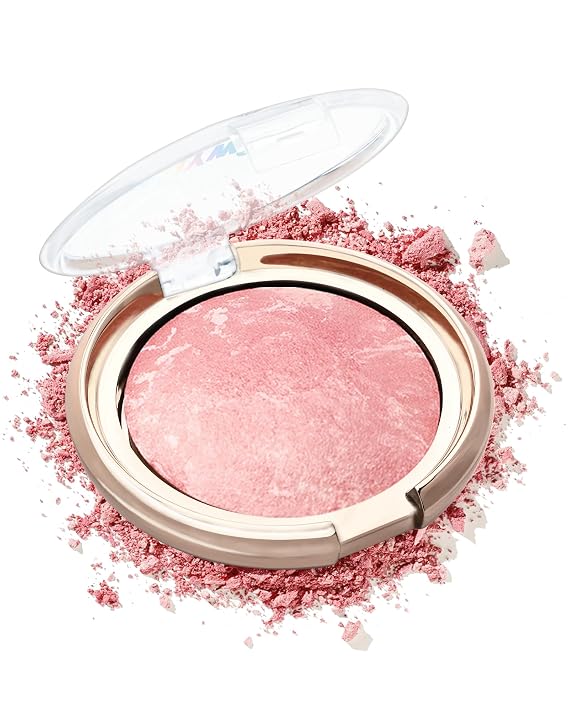 Baked Blush for Cheeks, Peach Pink Shimmer Blusher Powder Palette for Women | Lightweight, Long Lasting, Glow Marbleized, Eyeshadow & Highlighter, Thanksgiving, Christmas, Face Makeup for Women Girl