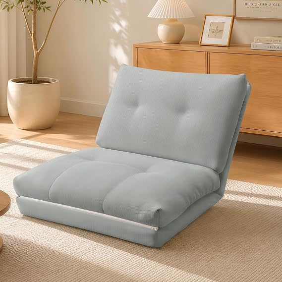 Corduroy Folding Sofa Bed,Portable 3-in-1 Folding Sofa,Convertible Sleeper Chair Foldable Mattress,Portable Fold Out Chair Bed Comfy Floor Sofa Lounge for Living Room Bedroom(Grey)