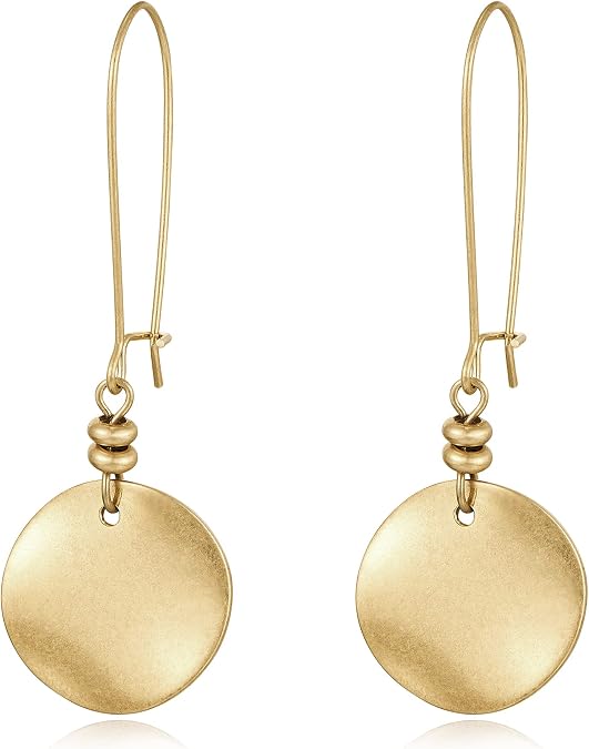 LILIE&WHITE Burnt Gold And Silver Round Disc Dangle Earrings For Women Statement Earrings Fashion Earrings Costume Jewelry For Women Boho Earrings