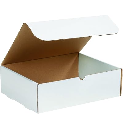 Boxes Fast BFM12124 Corrugated Cardboard Literature Mailers, 12 x 12 x 4 Inches, Tuck Top One-Piece, Die-Cut Shipping Boxes, Large White Mailing Boxes Pack of 50