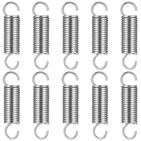 10 Pcs Small Extension Springs, Tension Springs, Extended Compressed Spring, Dual Hook Heavy Duty Stainless Steel Replacement Spring for Tents, Awnings, Trampoline-2X0.47X0.06inch
