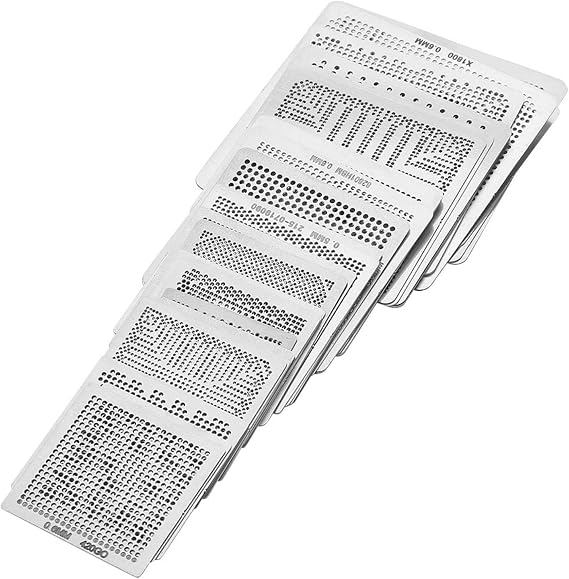 33Pcs BGA Stencils Stainless Steel BGA Universal Reballing Stencil Reballing Templates Set for Laptop Desktop Communication Main Board (Silver)