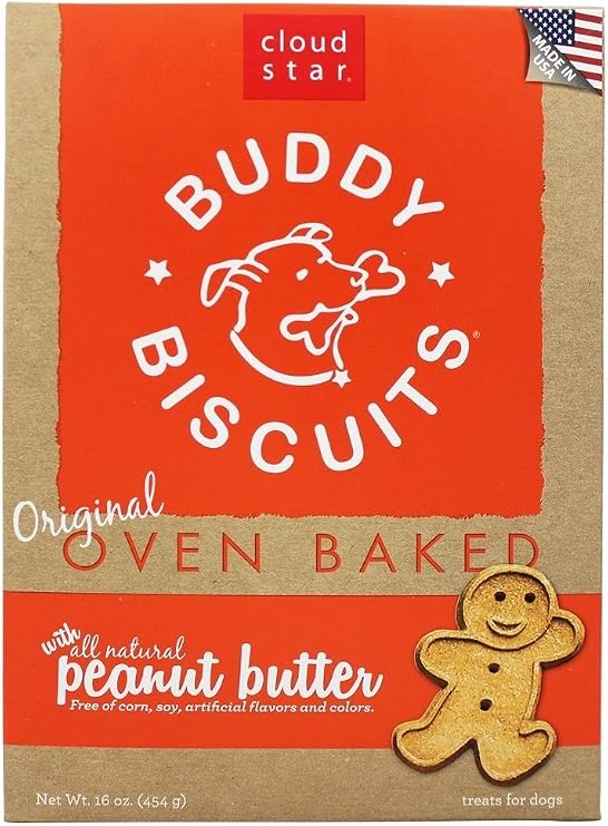 Cloud Star Buddy Biscuits for Dogs, Peanut Butter Madness (16 Ounces), Large