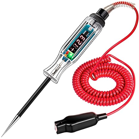 Premium Digital LED Automotive Circuit Tester, DC 2.6V-32V Test Light with Portable PU Extended Spring Wire, Vehicle Circuits Low Voltage Light Tester with Sharp Stainless Probe