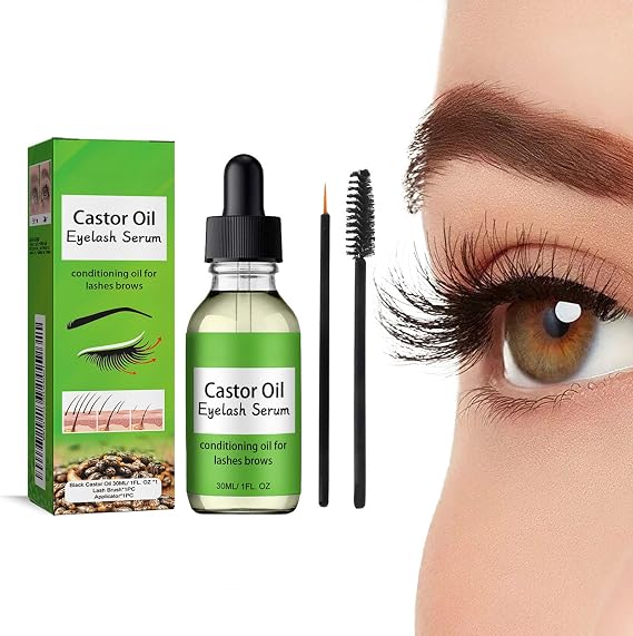 Eyelash Growth Serum - Castor Oil for Eyelashes & Eyebrows - Eyelash Serum for Growth and Thickness - Organic Castor Oil, Boosts Longer, Fuller & Thicker Lashes and Brows