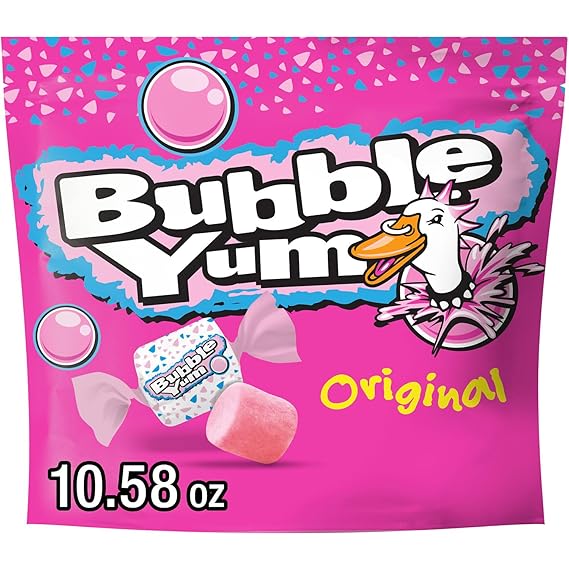 BUBBLE YUM Original Bubble Gum Bag, 10.58 oz | Original Flavor Bubble Gum Pieces, Individually Wrapped for Birthday Parties, Road Trips, Desk Drawers and Sweet Treats