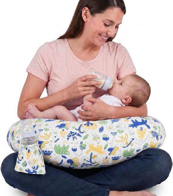 Nursing Pillow, Breastfeeding Pillow with Safety Buckle - Upgraded Design for Breastfeeding & Bottle Feeding, Large Size for Tummy Time & Sitting Support, Breathable Washable Cover