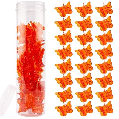 Ahoney 60PCS Mini Butterfly Hair Clips for Hair with Box Glitter 90s Y2k Pink Hair Accessories for Girls Women Orange