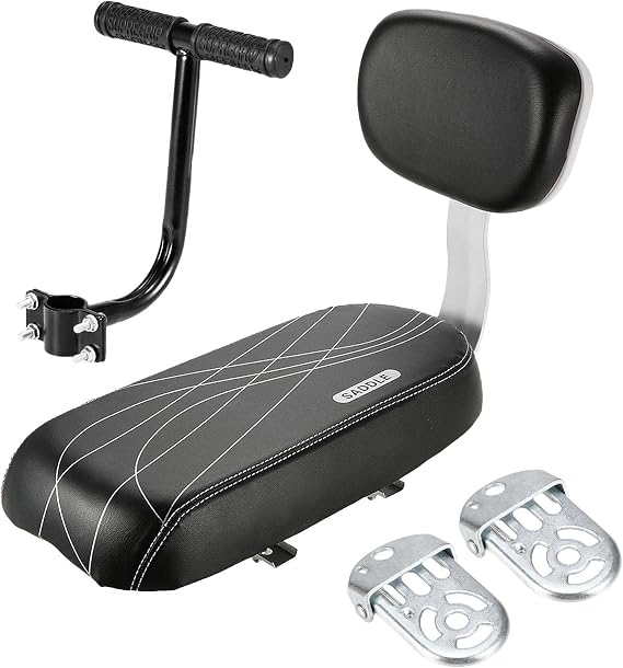 Child Bicycle Seat, Children's Seat, Bicycle Seat, Cushion, Bicycle Seat, For Children, PU Leather, Soft Cushion, Easy On and Off, Soft Sit, Easy to Wear, Safety Measures, Backrest + Armless + Foot Steps + Cushion