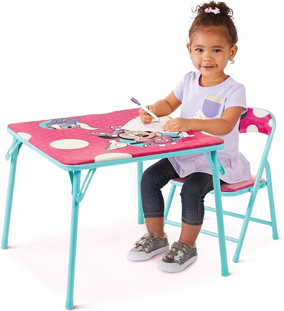 Jakks Pacific Minnie Jr Activity Table Set with One Chairs ,Teal and Red