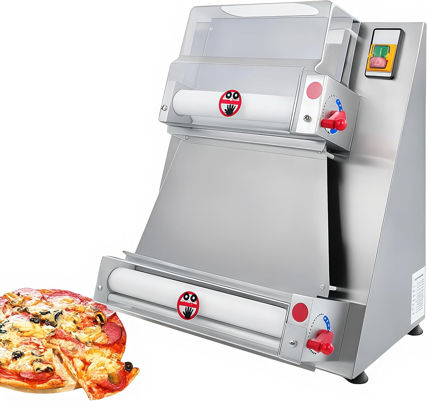 Commercial Electric Dough Sheeter, 15" 40cm Max Width Pizza Dough Press with 370W Motor, 0.7-5.4mm Thickness Adjustment for Pasta, Icing &amp; Puff Pastry