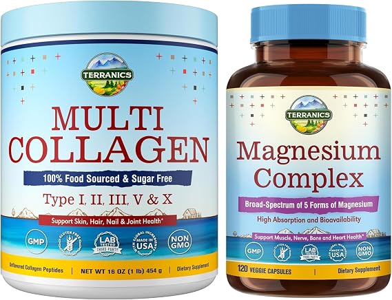Terranics Multi Collagen Peptides Powder & 5-in-1 Magnesium Complex Supplement