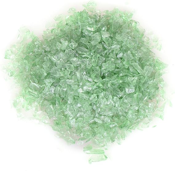 Shiny Stone High Luster Reflective Fire Glass Gravel,Fire Gems,Fire Drops,Fire Glass Pebbles Stones Beads Chips for Fire Pit Fish Tank Aquarium Garden,3-6mm 305g/0.67lb (Light Green)